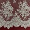 1 Yard Elegant Beaded and Corded Bridal Lace Fabric Embroidered on Polyester Net Mesh